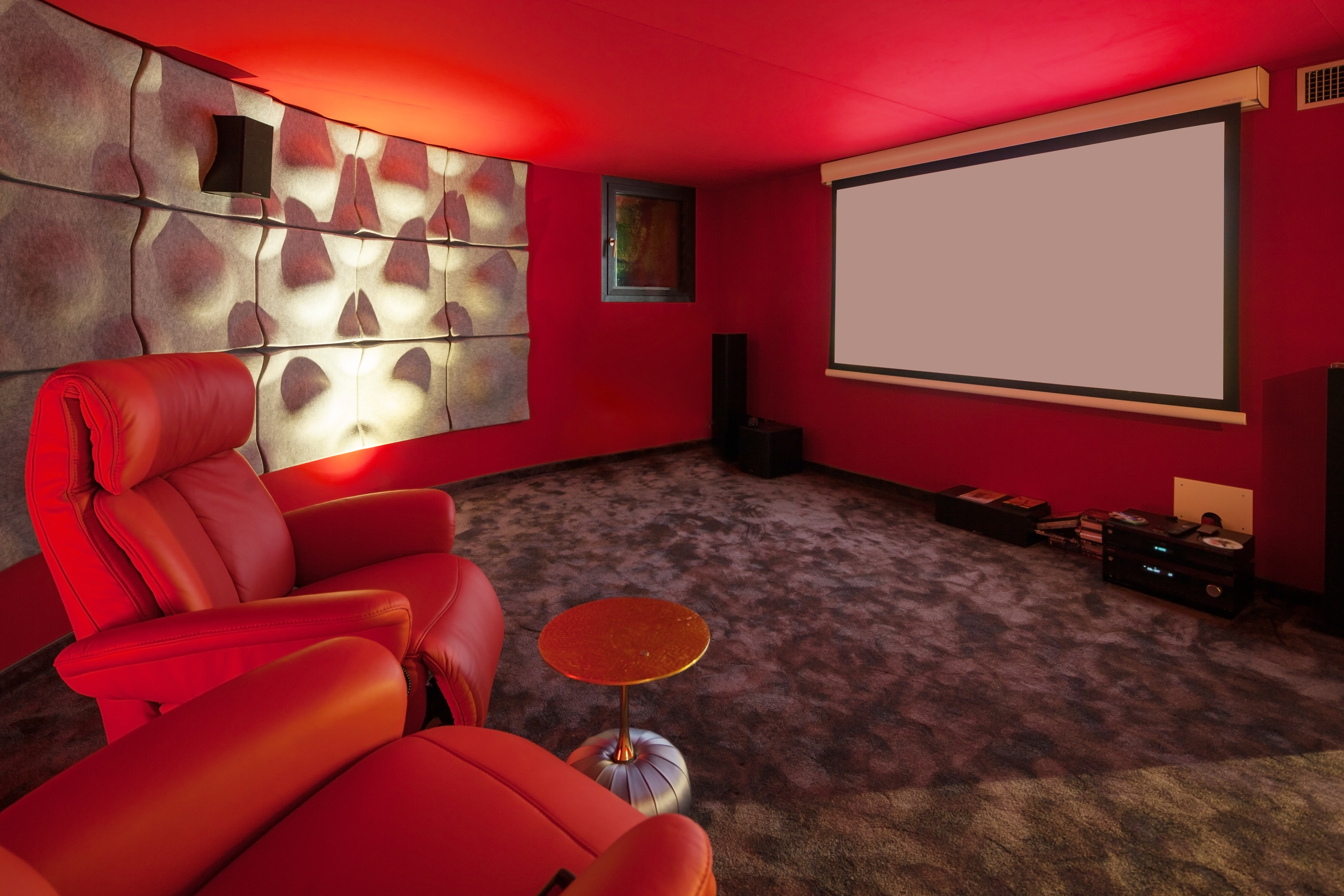 home theater red theme, great audio
